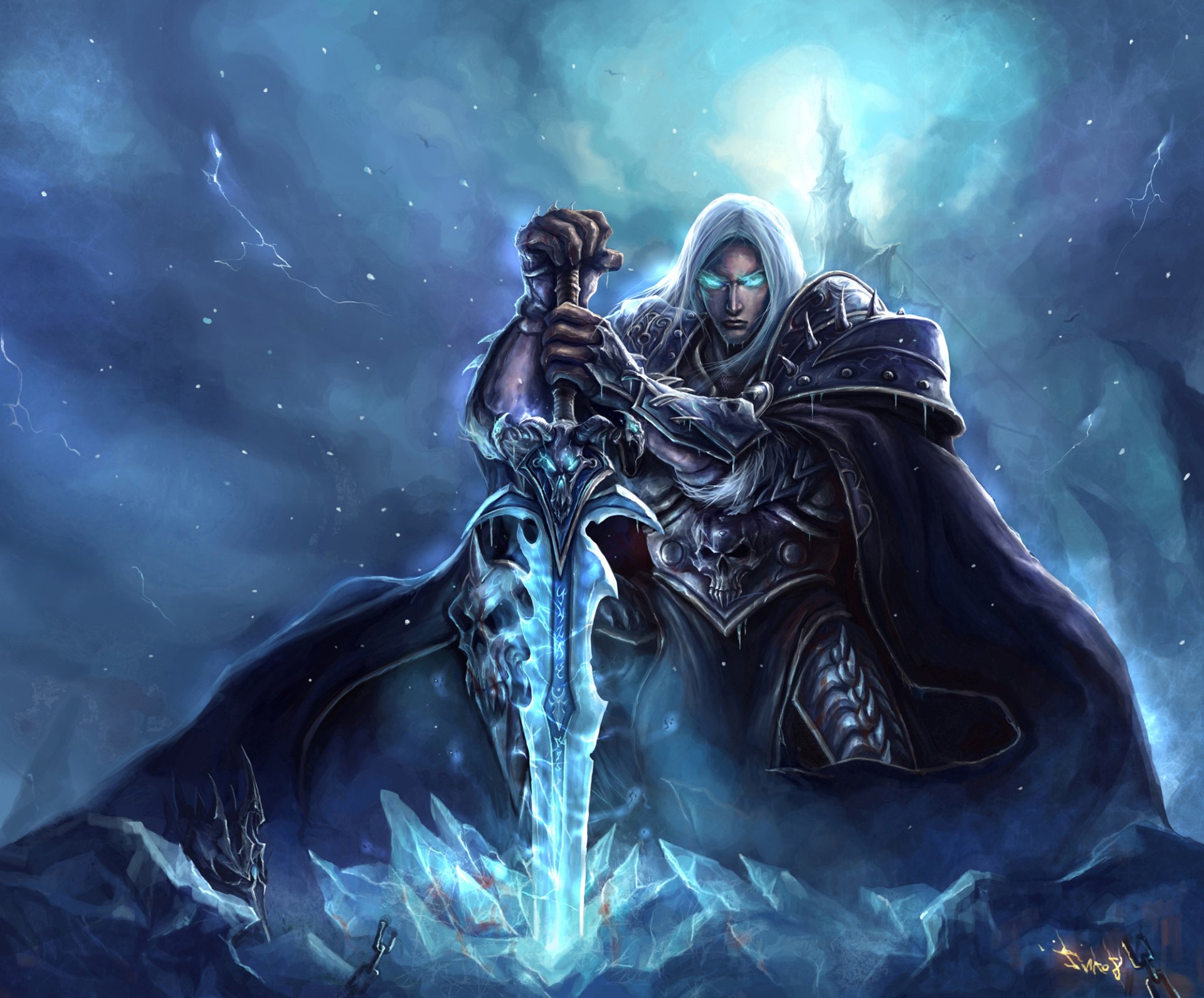 wow world of warcraft art roi-liche arthas menetil