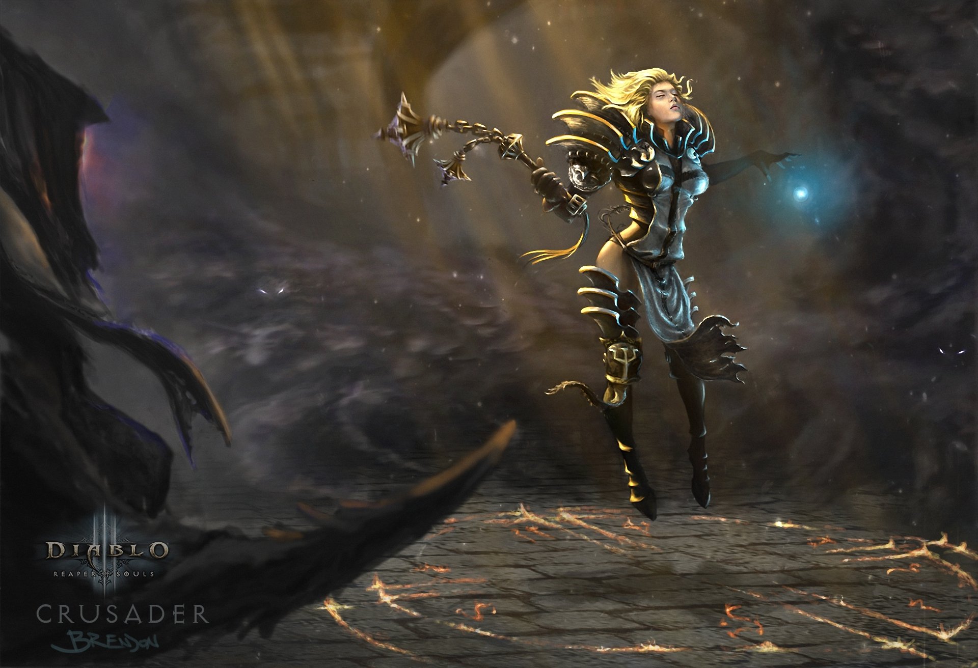 art crusader diablo 3 soul reaper dziewczyna magia broń światło