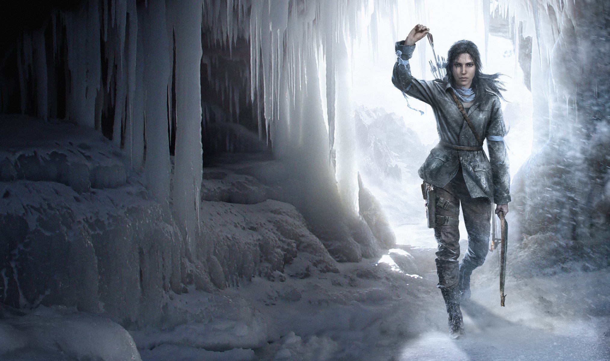 rise of tomb raider mädchen lara croft schnee eis bogen pfeile höhle crystal dynamics square enix