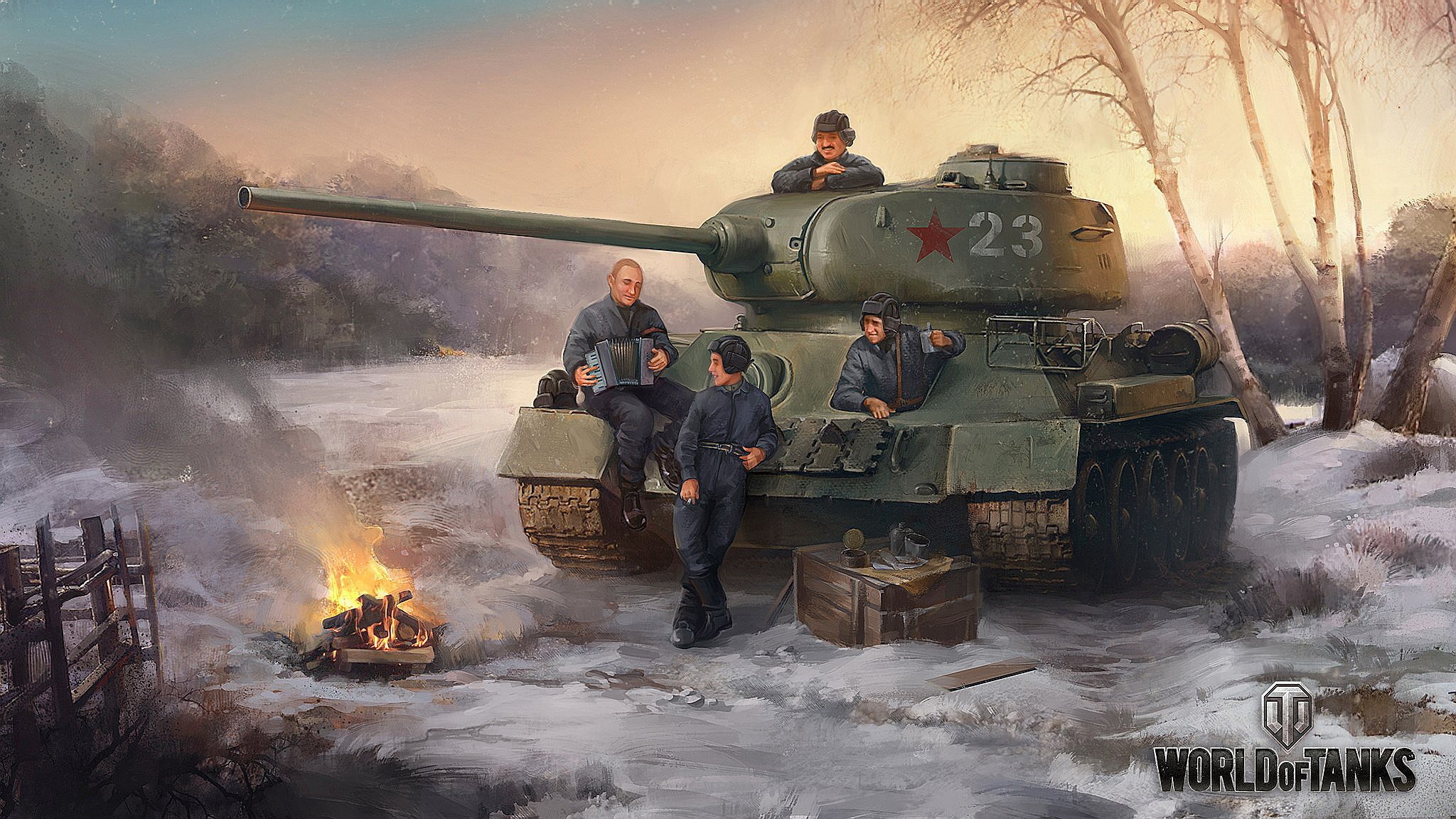 world of tanks tank t-34-85 putin lukashenka men camp rest before the fight