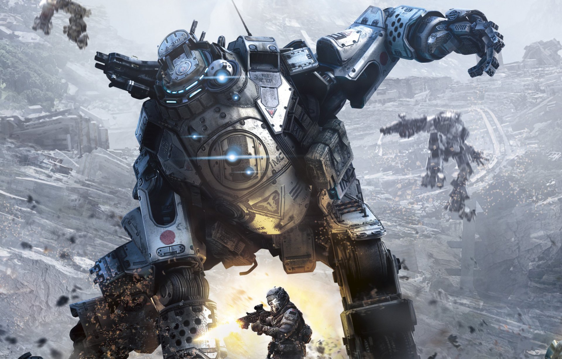 titanfall titans robots mechs atlas combat combattant soldat pilote défense ruine respawn entertainment electronic art