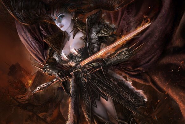 La leggenda di crypti ragazza con le ali e la spada