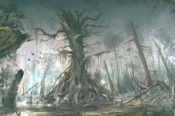 Лес из мультфильма про якудзу