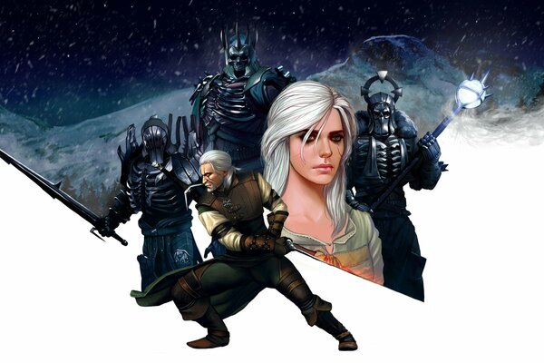 Art The Witcher 3: Wild Hunt with a king and a girl