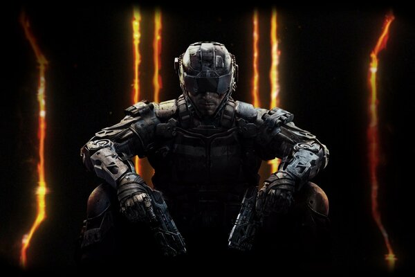 Soldat portant un casque avec une arme de call of duty: black ops 3