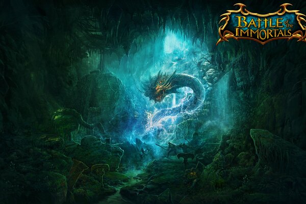 Battle of the immortals background with a dragon