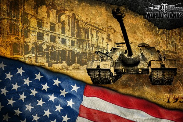 Immagine T95 con bandiera americana dal gioco World of Tanks