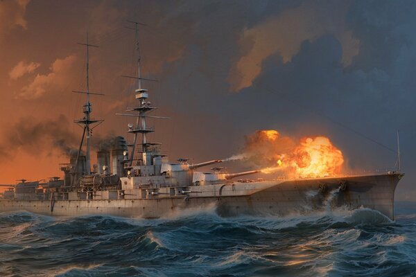 Arte con la nave da guerra di world of warships