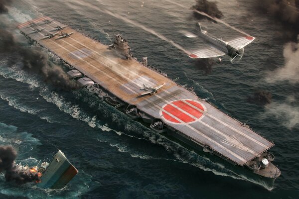 Японский авианосец отправляет на смерть камикадзе