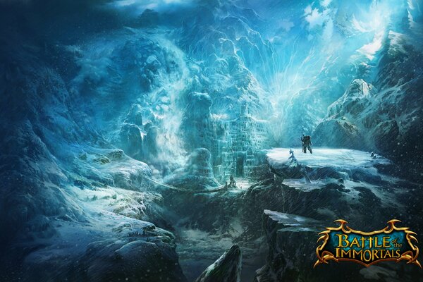 Castillo de hielo en las montañas del juego batalla de los inmortales