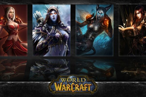 Four warlike heroines from the game world of warcraft