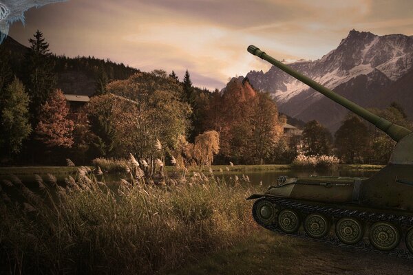 Tank auf Natur Hintergrund. World of tank s