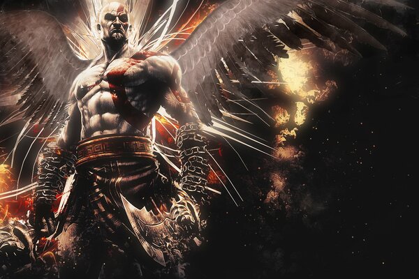 Episches Kratos mit Flügeln aus dem Spiel