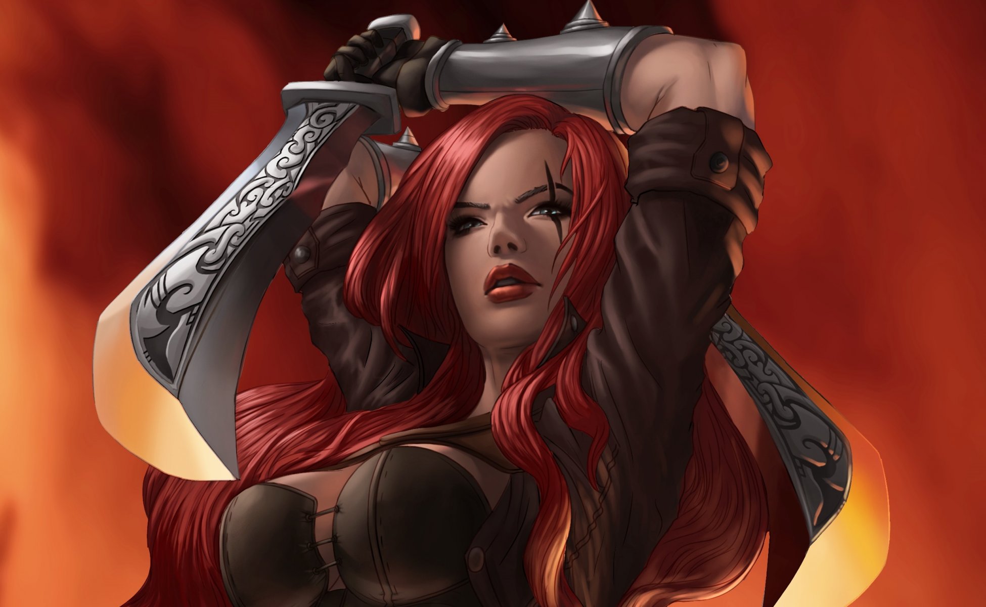 katarina league of legends girl sword weapon