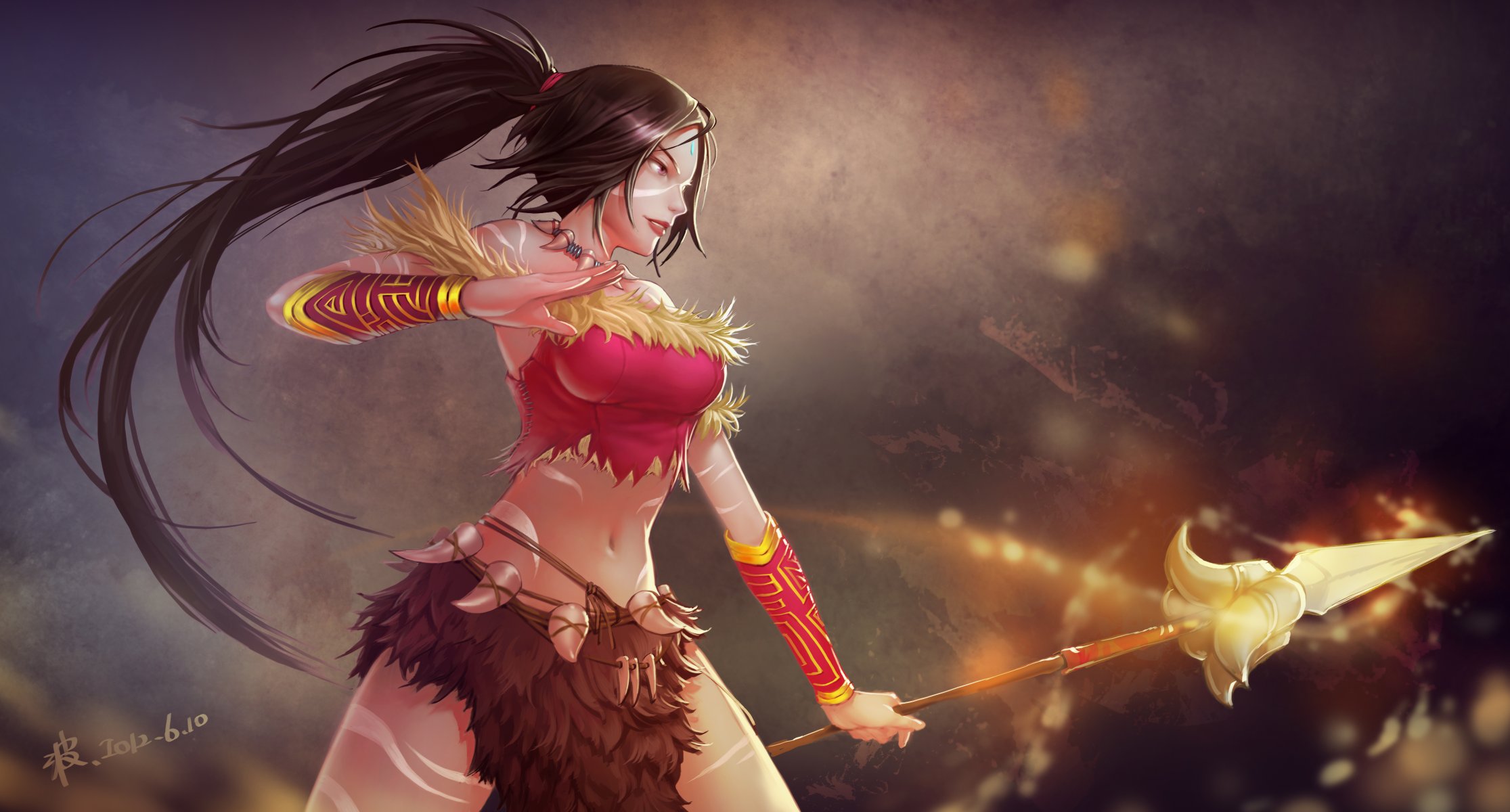 arte namiko zxbvincent liga de leyendas nidalee chica fondo lanza