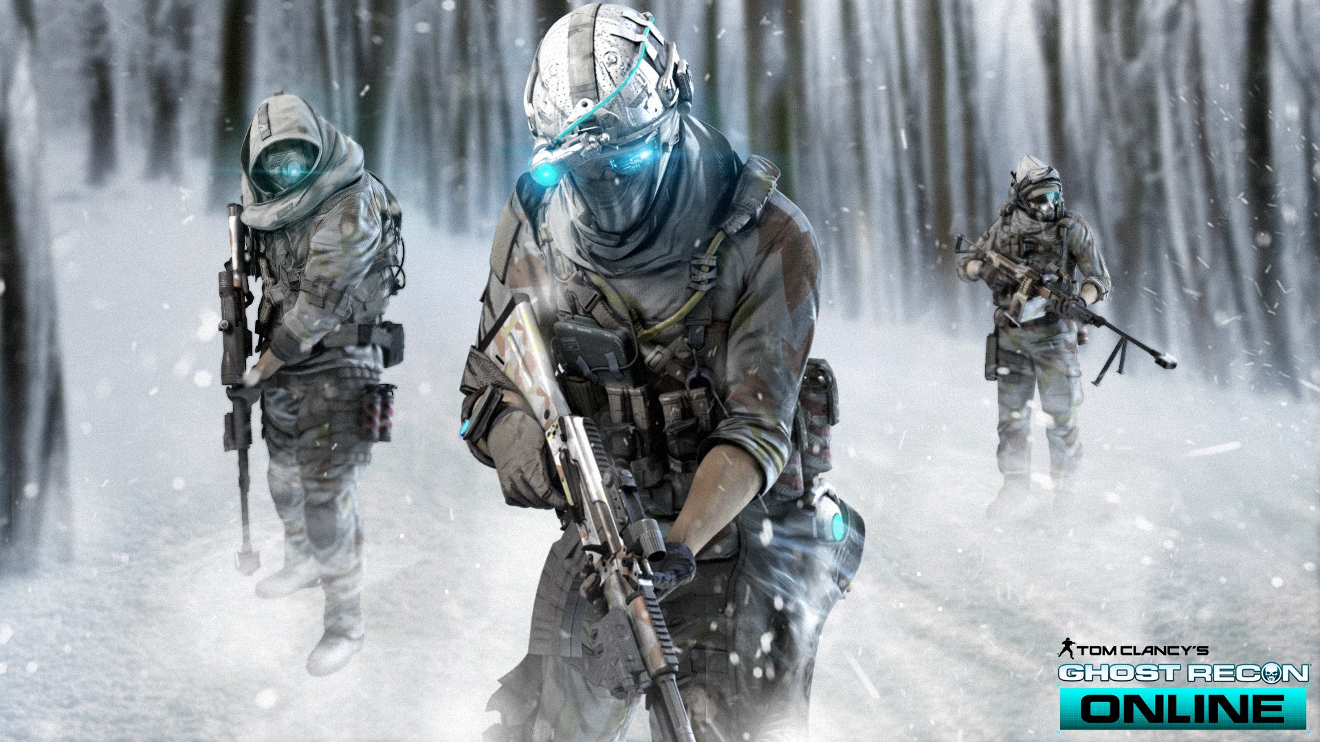 tom clancy ghost recon online dlc arktisches paket soldaten kämpfer spezialeinheit geister kugelsichere weste waffe hologramm wald schnee kapuze schneesturm logo ubisoft singapore ubisoft entertainment