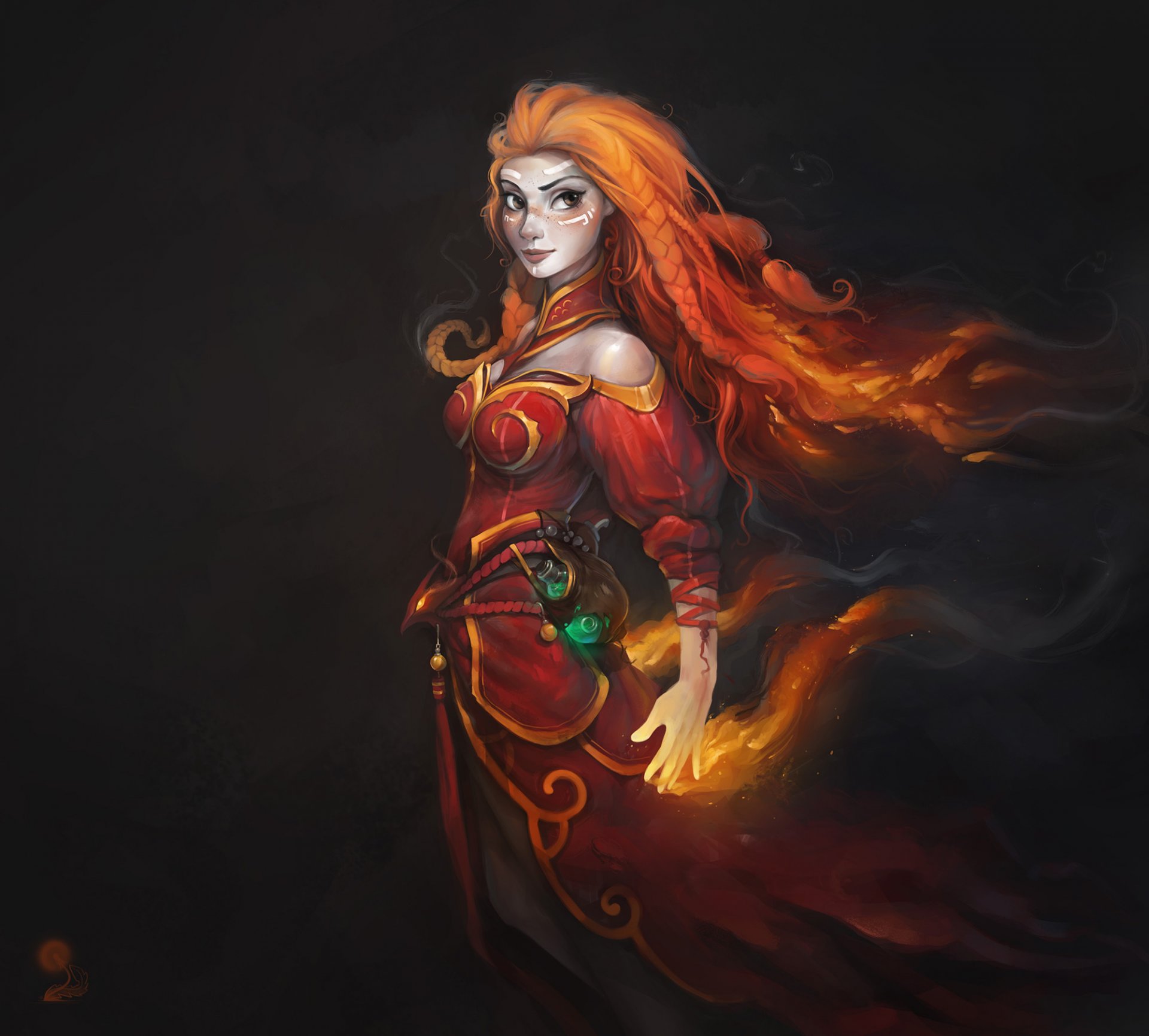 defense of the ancients dota lina inverse girl magic flame spark