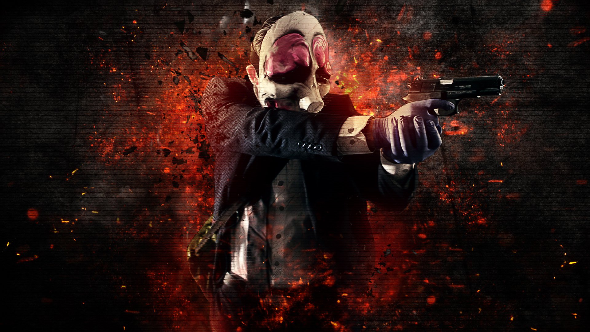 payday: the heist hoxton mask colt m1911 gun weapon money bank robbery overkill software video game background