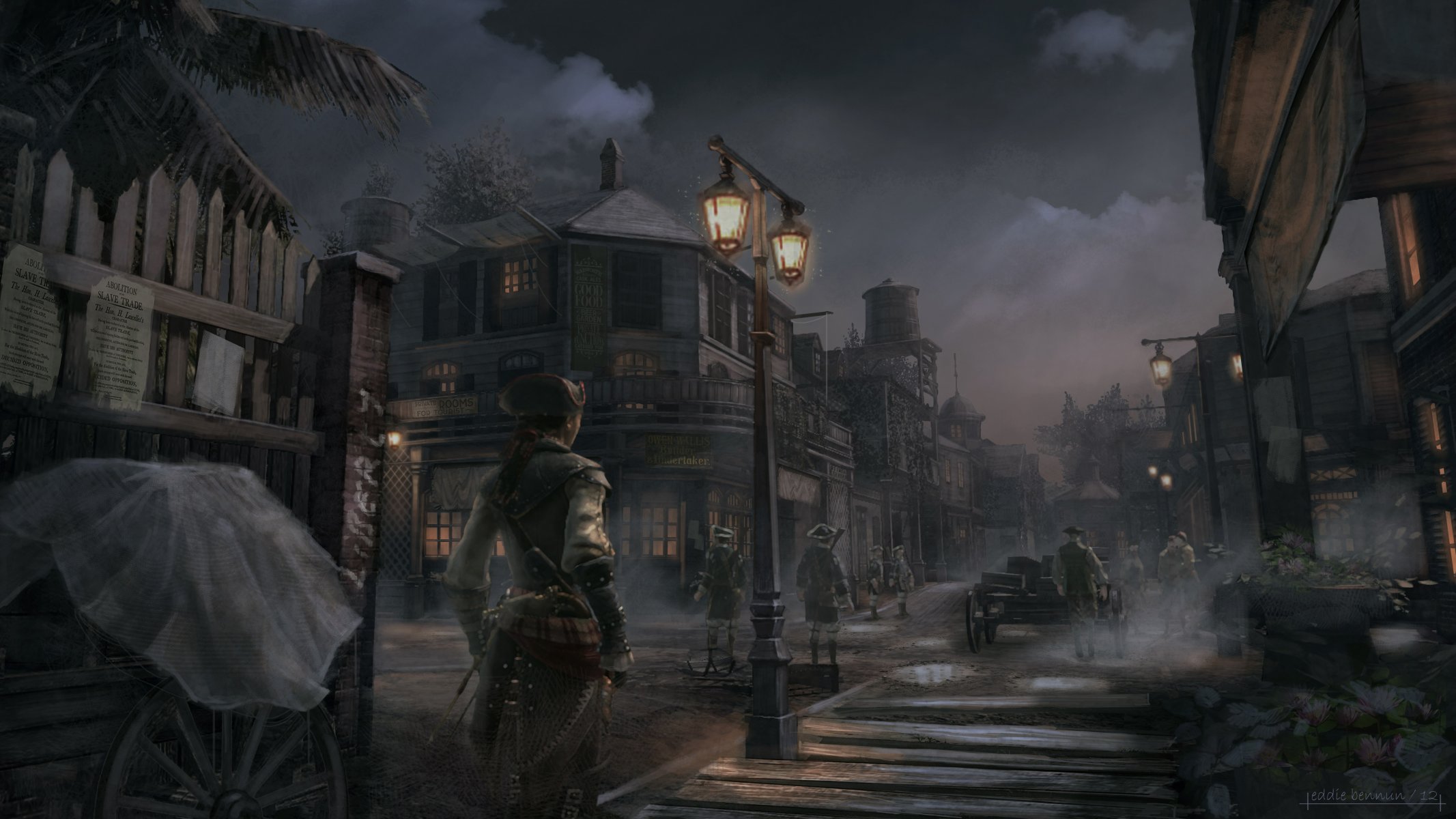 assassin s creed 3 new orleans dusk evelyn girl assassin town night