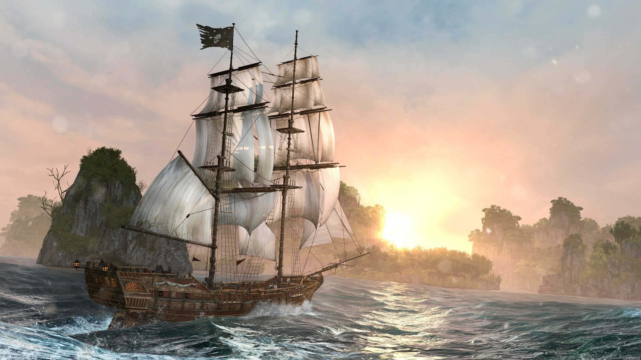 assassins creed iv bandera negra isla noche barco