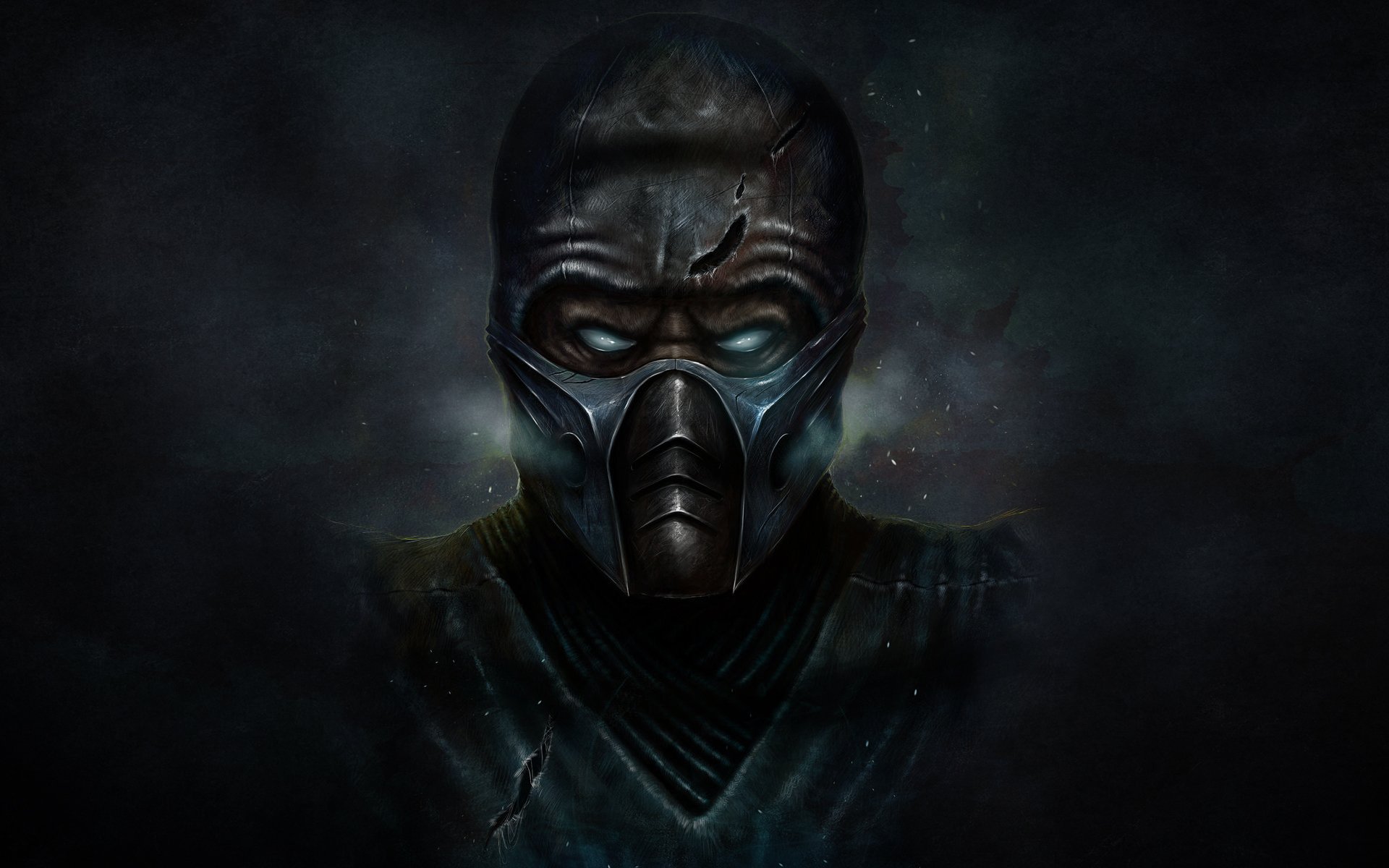 mortal kombat ниндзя саб-зиро маска sub-zero темный фон холод