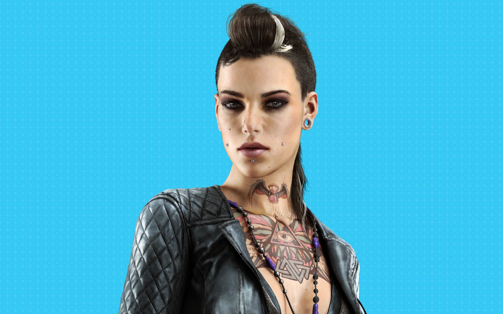 watch dogs watch dogs clara lille mädchen piercing tattoos perlen tunnel blick