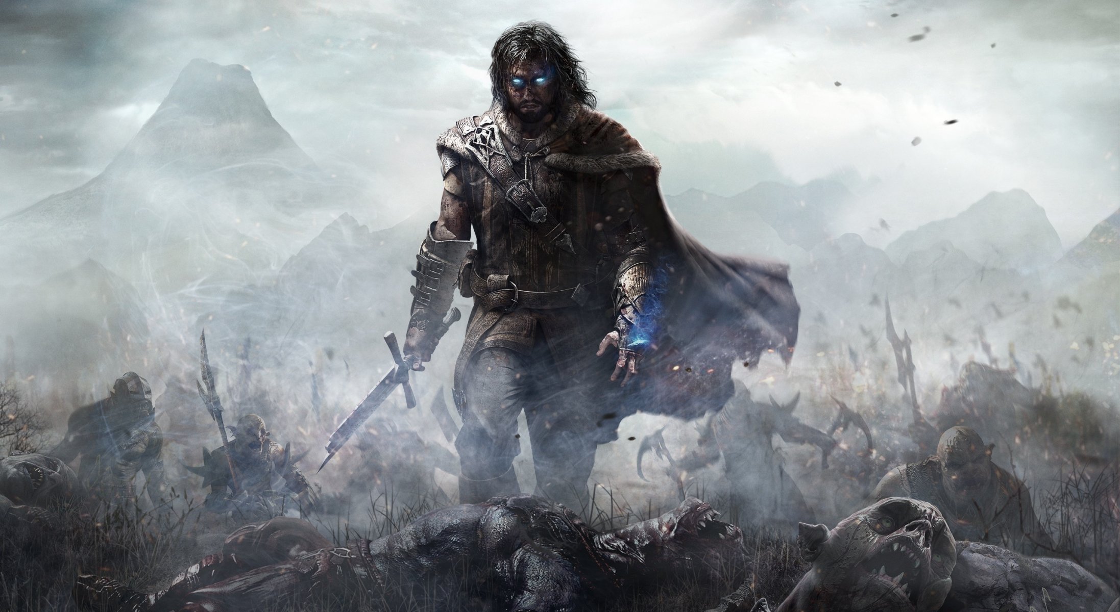 middle-earth: shadow of mordor monolith productions warner bros. interactive entertainment warrior ghost smoke sky clouds light view industrial complex middle-earth : shadows of mordor