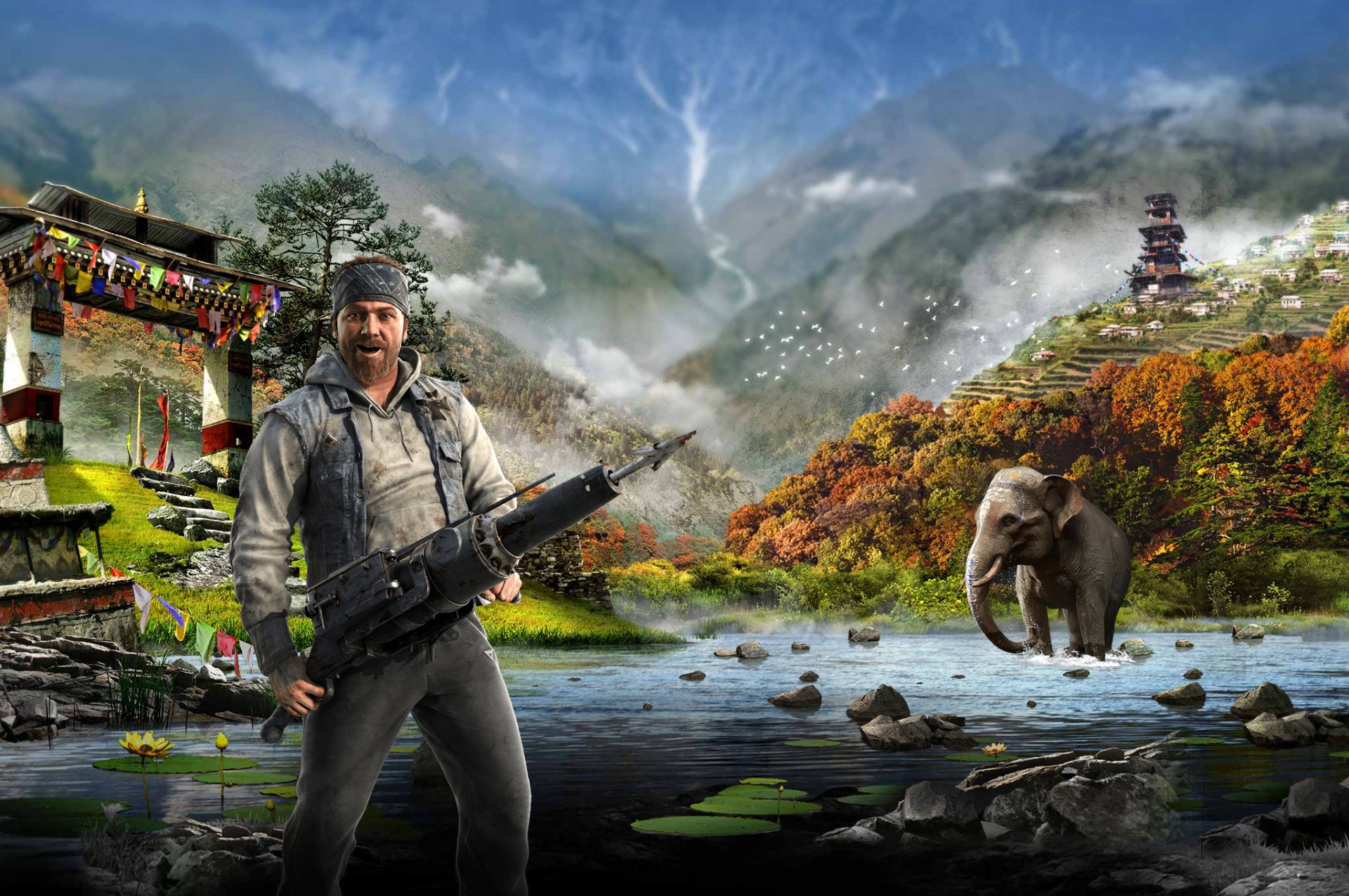 far cry 4 ubisoft harpun góry woda słoń kirat