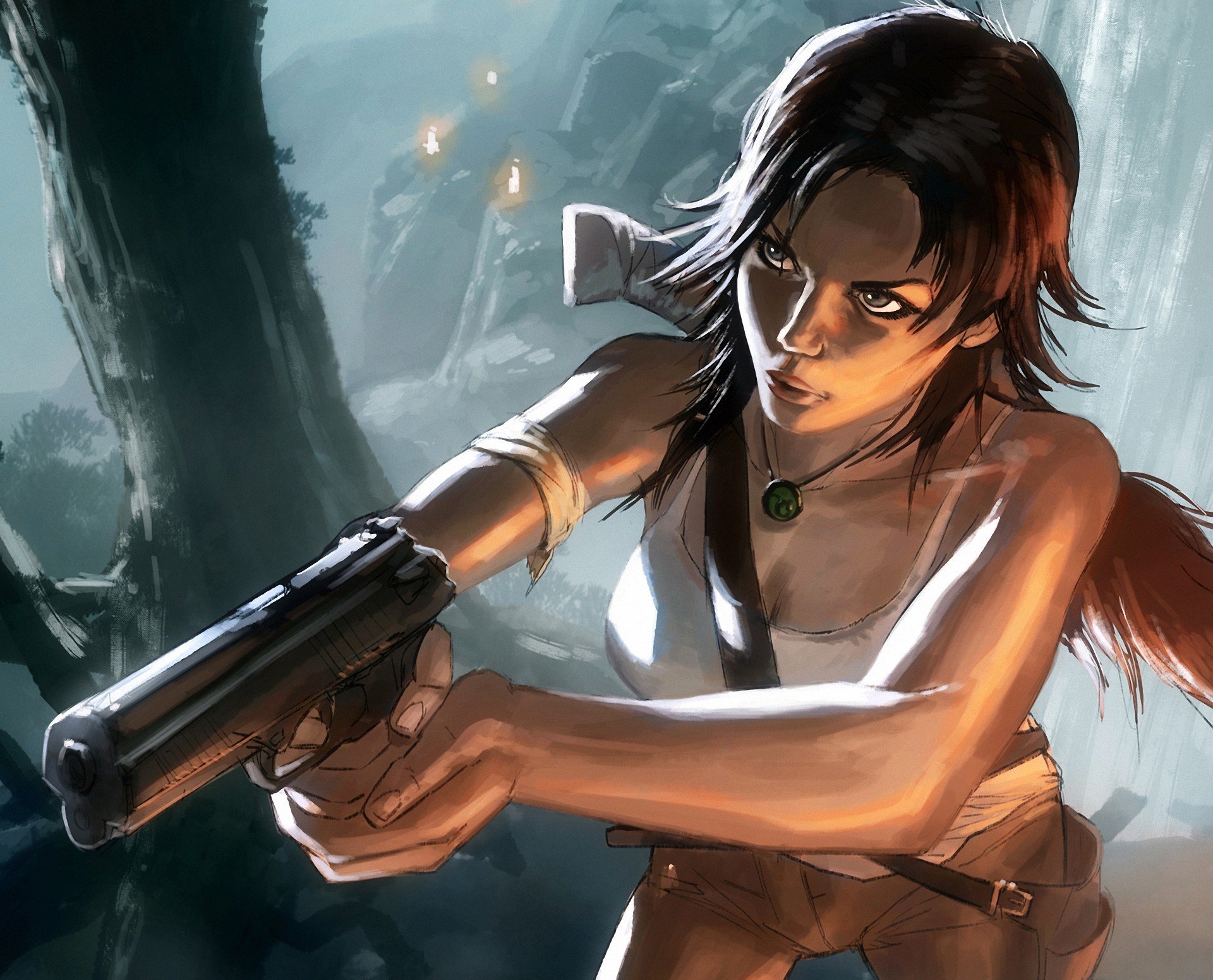 art loyvet pierre lara croft tomb raider reborn fille pistolet