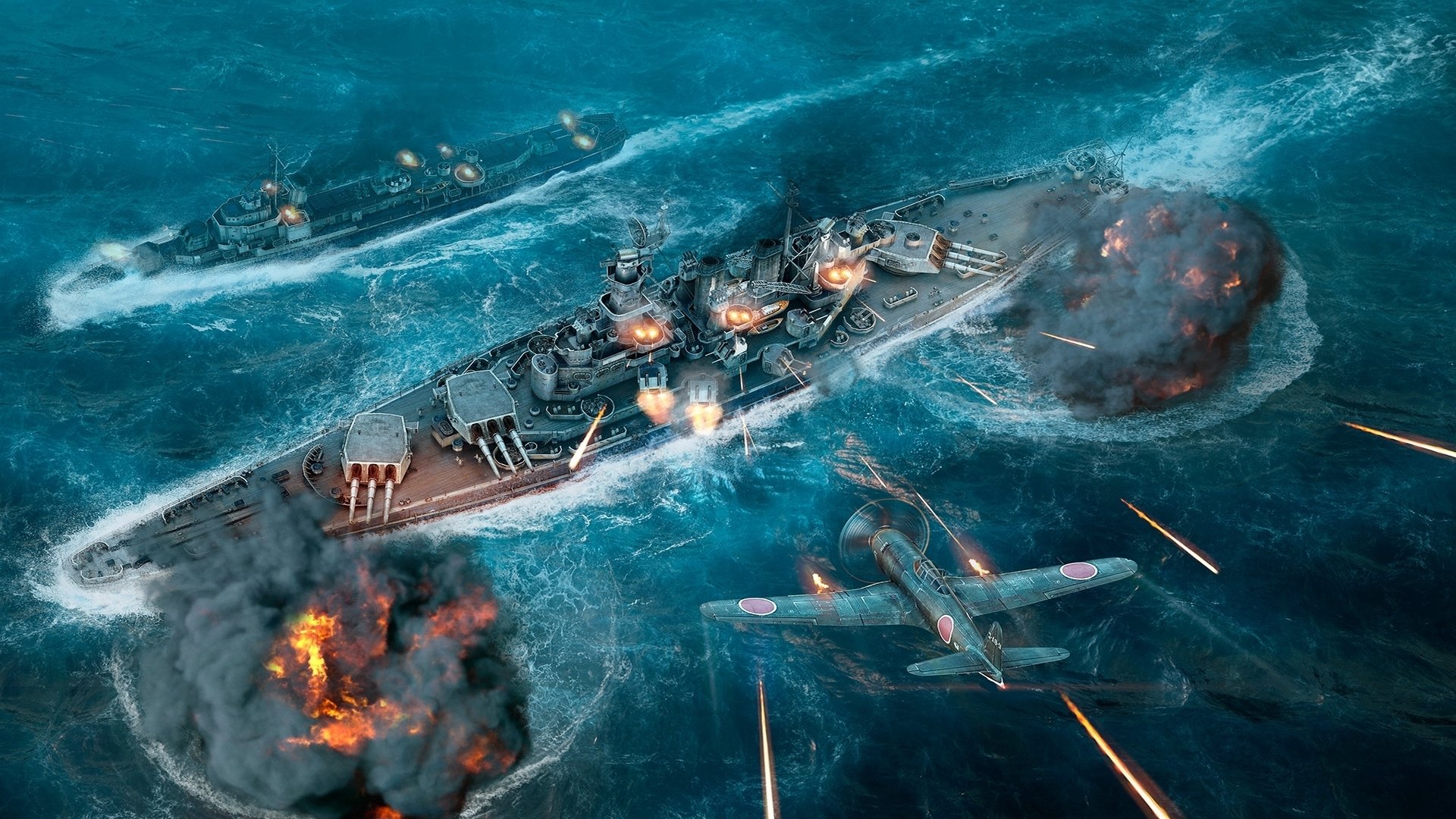 world of warships wargaming net wows ships world wg shot flame fire smoke water ship plane fighter ship