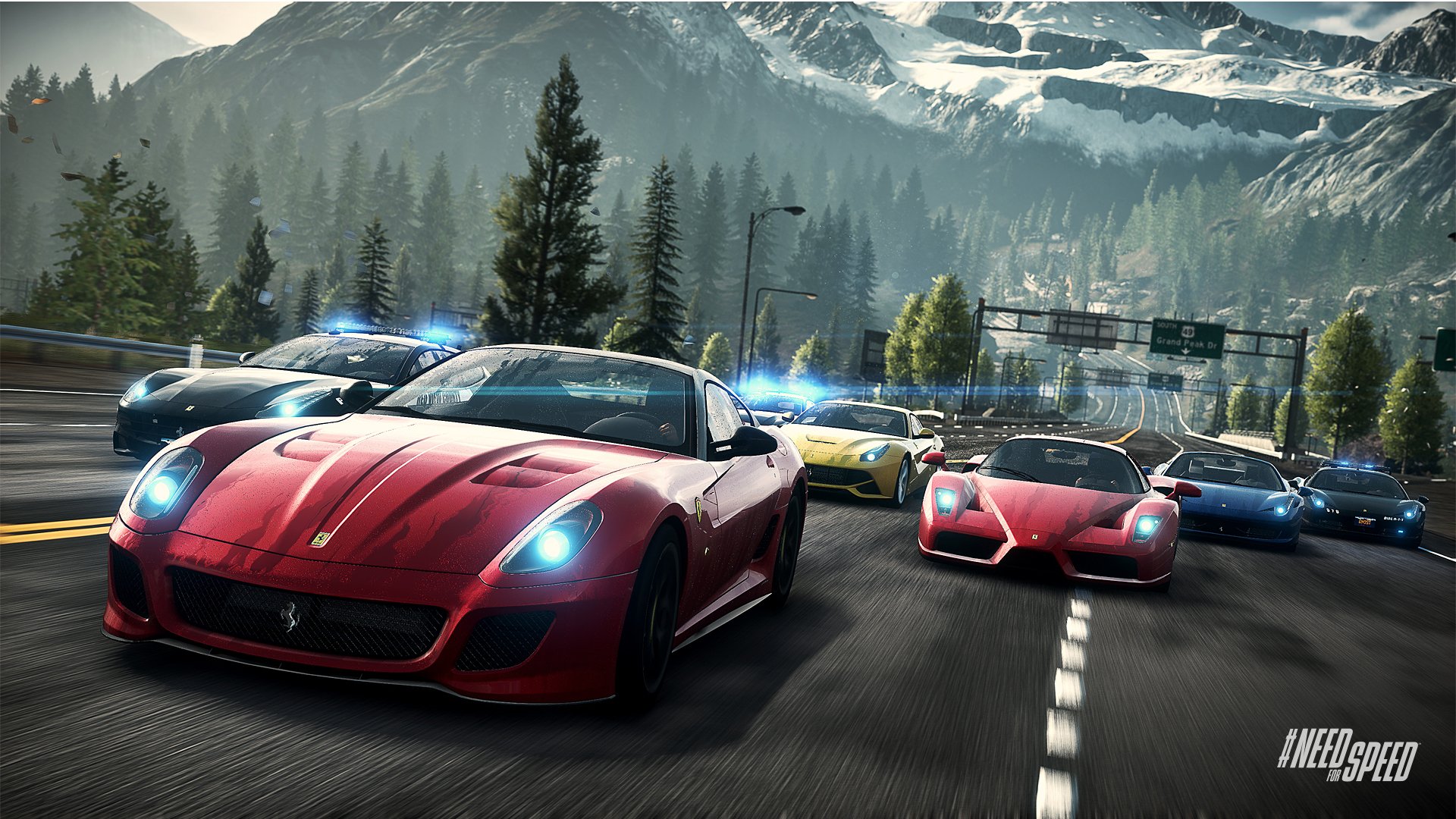 need for speed : rivals group ferrari 599 gto enzo 458 italia f12 berlinetta race road mountain landscape