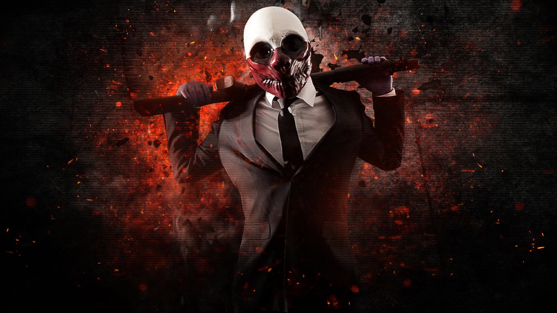 payday: the heist wolf shotgun weapon mask money bank robbery overkill software payday game background the heist video game