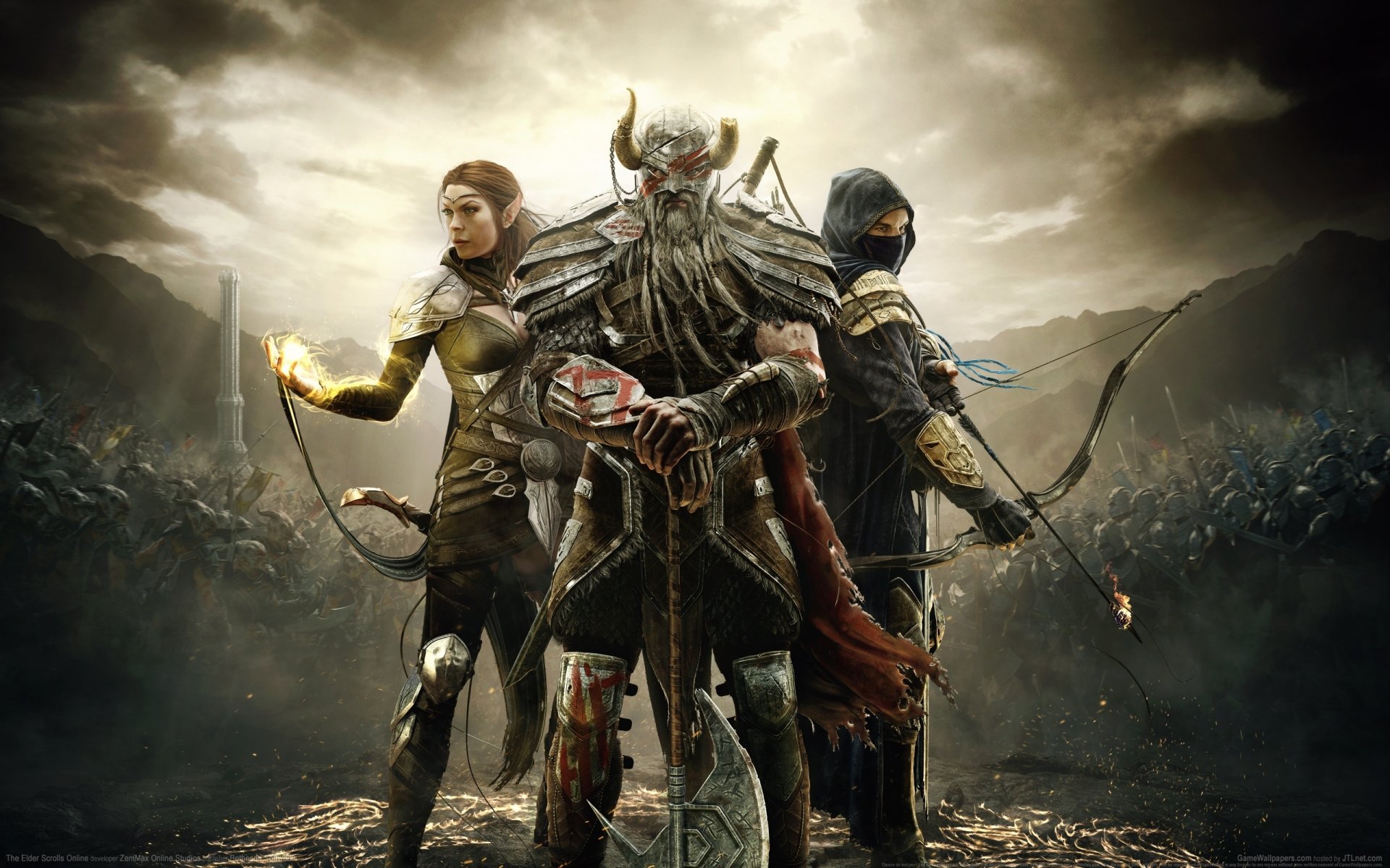 the elder scrolls online bethesda softworks zenimax online studios маг воин ассасин лучник магия топор броня меч доспехи девушка стрелы капюшон маска экипировка the elder scroll