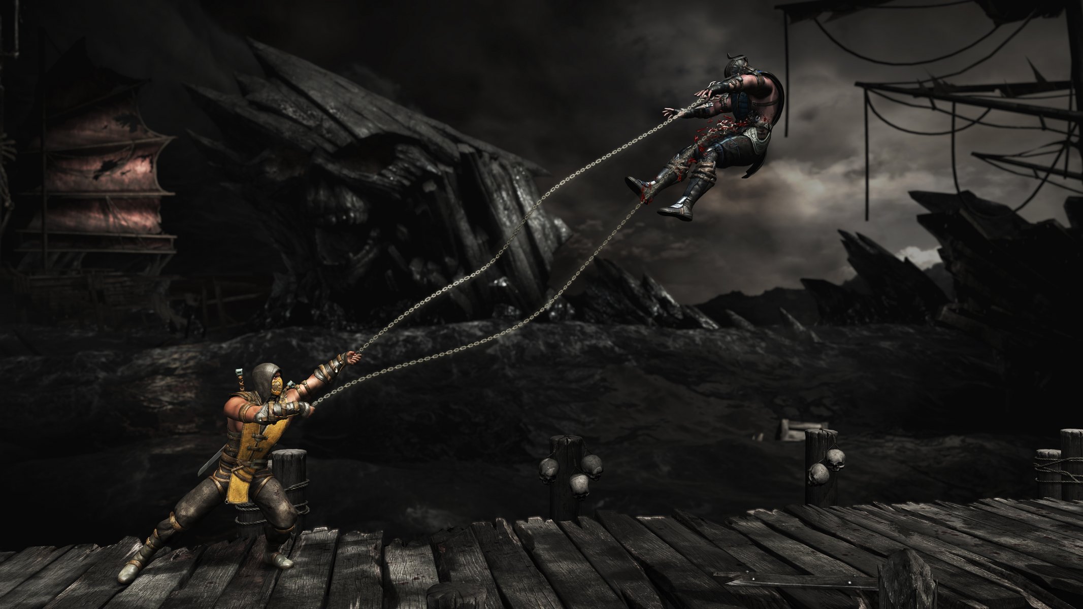 mortal kombat x scorpion sub-zero harpuny walka arena