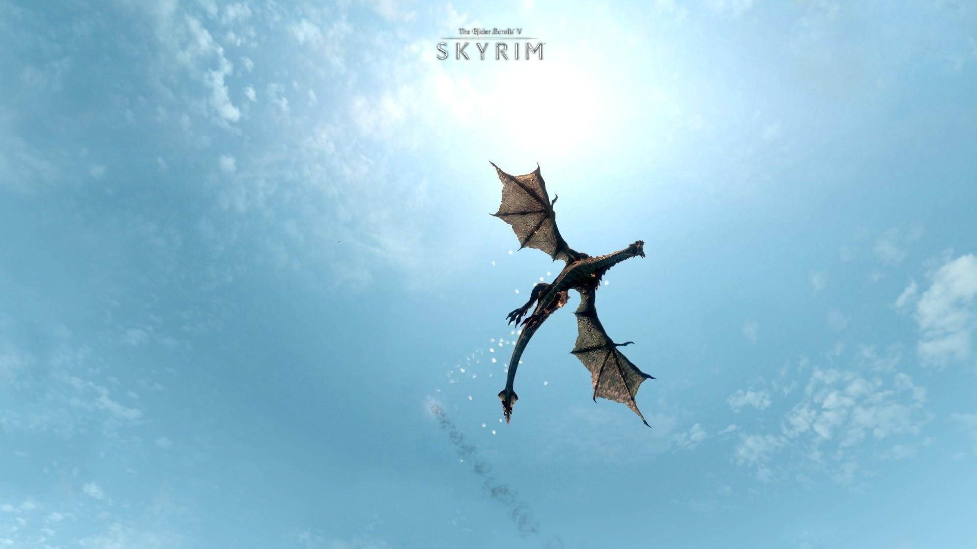 the elder scrolls v: skyrim spiel drache flügel himmel blau fliegen