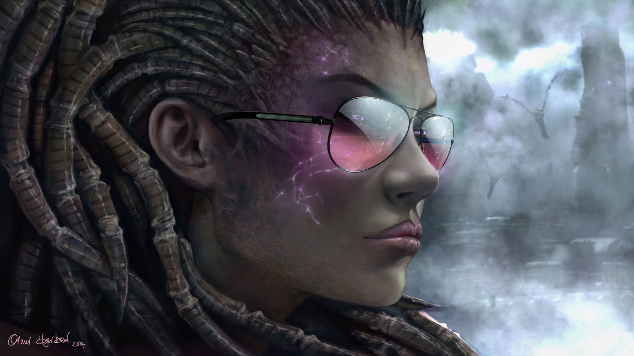 tarcraft 2 königin der klingen sarah kerrigan mädchen gesicht brille