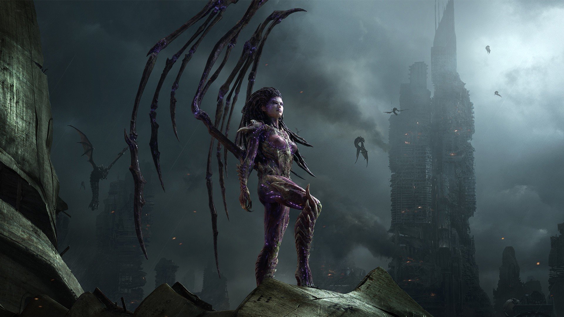 tarcraft ii sarah Kerrigan queen of blades queen of blades zerg wings city