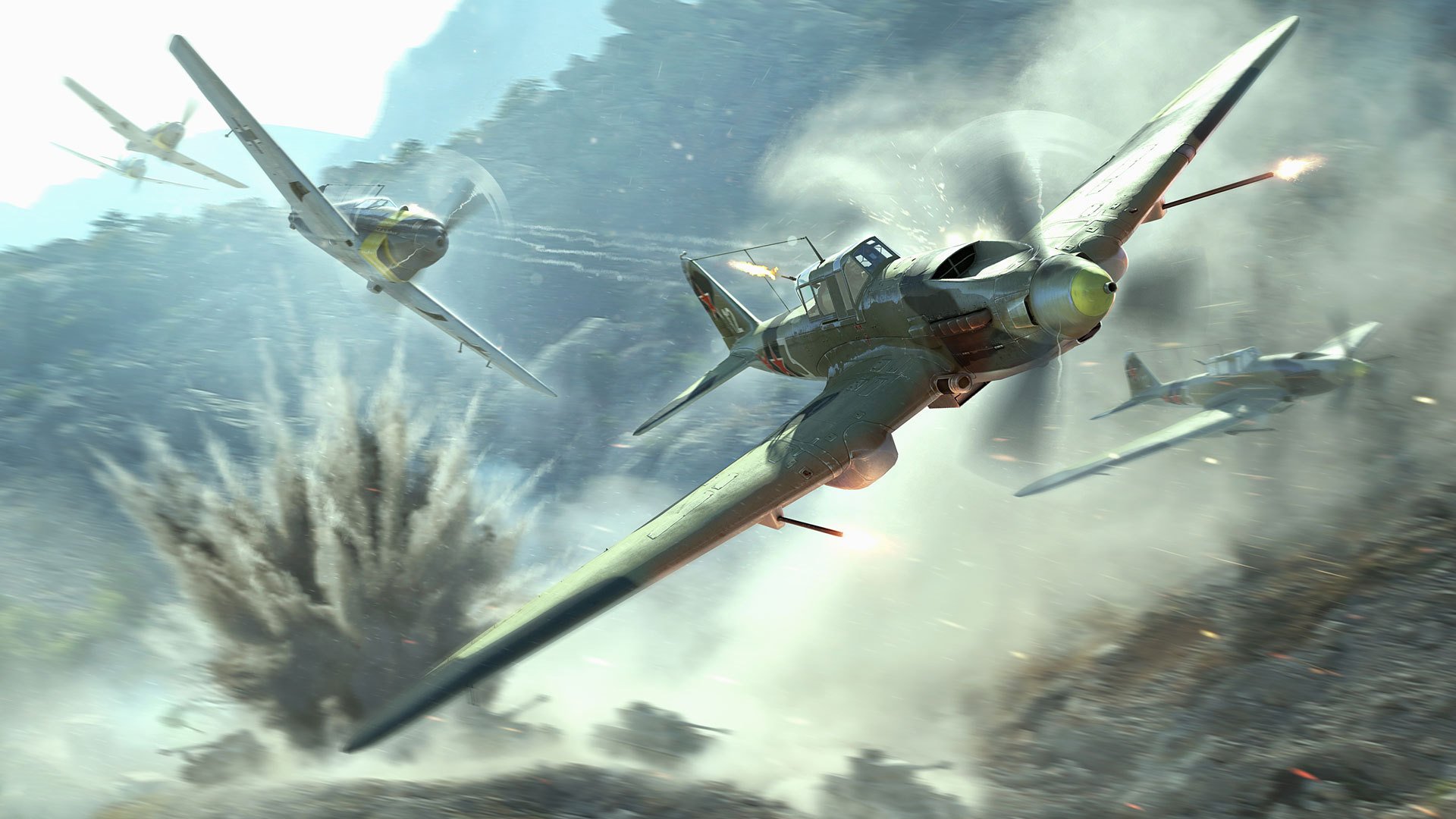 world warplanes wargaming neto wowp wg cielo humo tierra aire persecución avión caza montañas tiro tanques árboles explosión polvo chispas fuego aviones aviones de combate aviación