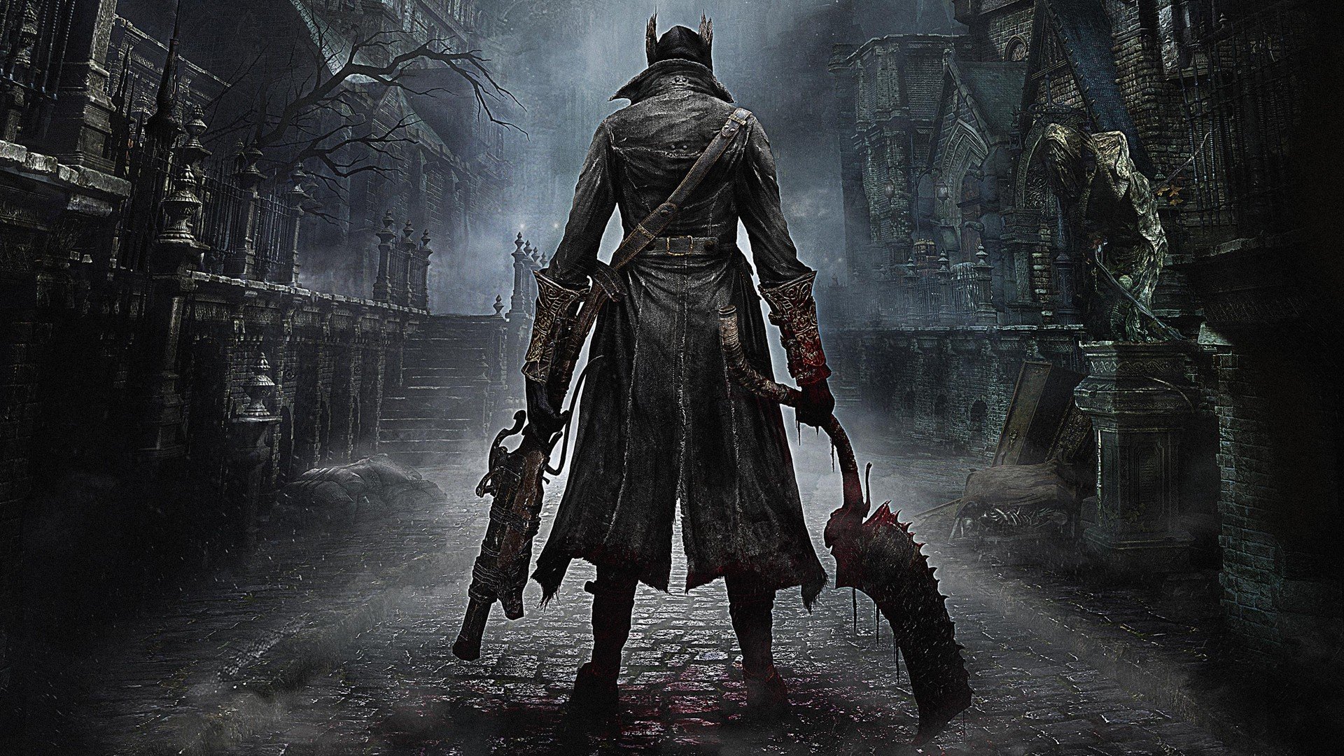 bloodborne from software hunter weapon coat town blood playstation 4 ps4 2015