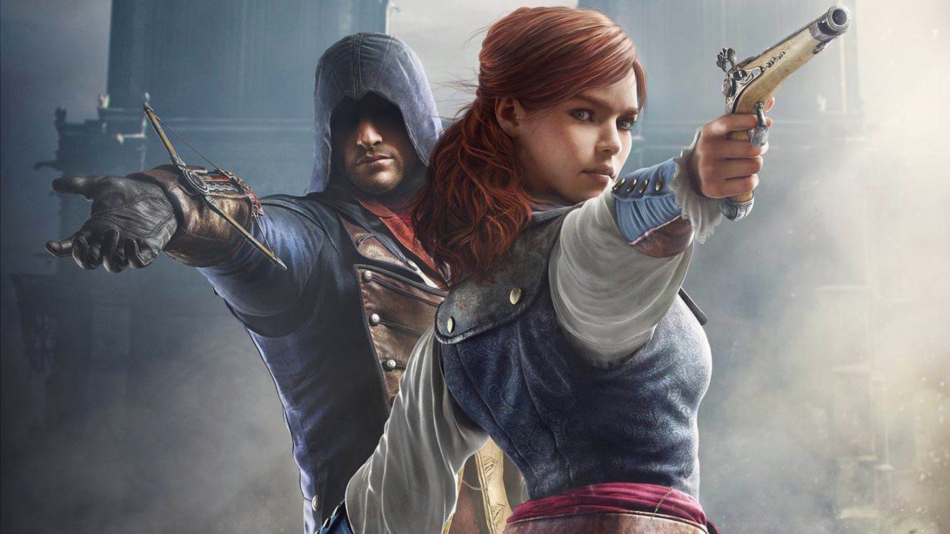 assassin s creed: unity ubisoft assassin s creed assassin s creed: unity arno cappuccio equipaggiamento luce armi vista cattedrale assassin s creed: unity eliza templare