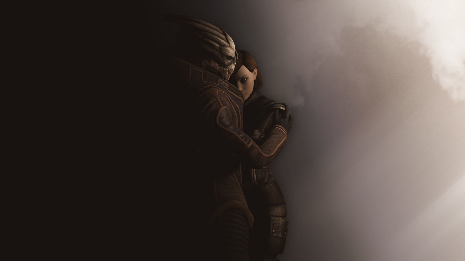 fan art mass effect garrus shepard fille fond