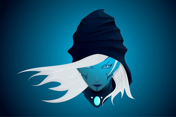 The heroine of the dota 2 game on a blue background