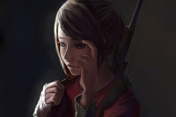 La giovane Ellie di The Last Of Us con una pistola