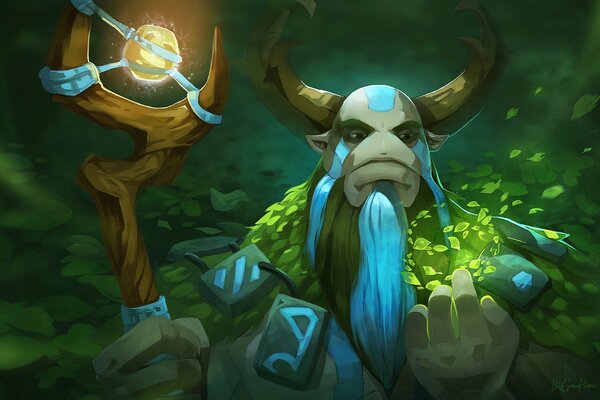 El profeta de la naturaleza sostiene una hoja en el juego dota 2