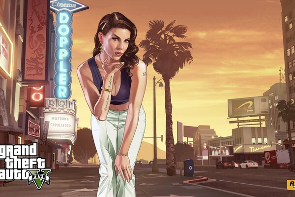 Girl on the street in downtown los santos