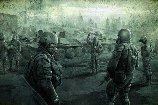Foto con militari e scienziati del gioco stalker Call of Pripyat