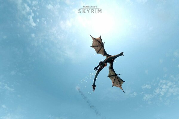 The dragon soars in the blue sky