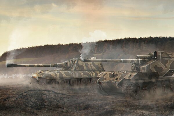 Германские танки после обстрела