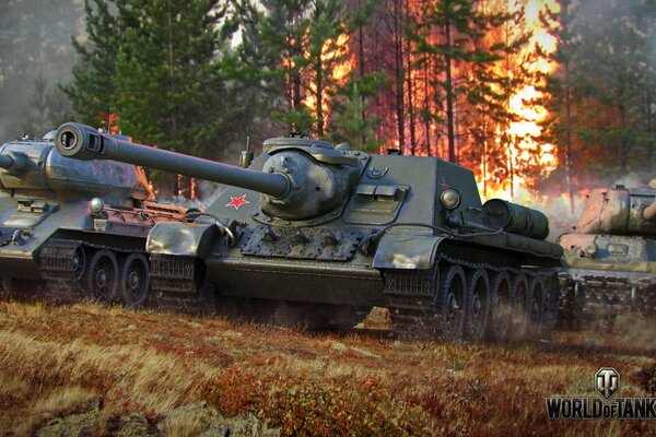 Art of Soviet medium tanks and anti-tank tanks from the game