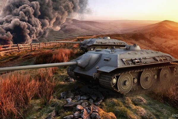 World of tanks dispara e-25 al atardecer